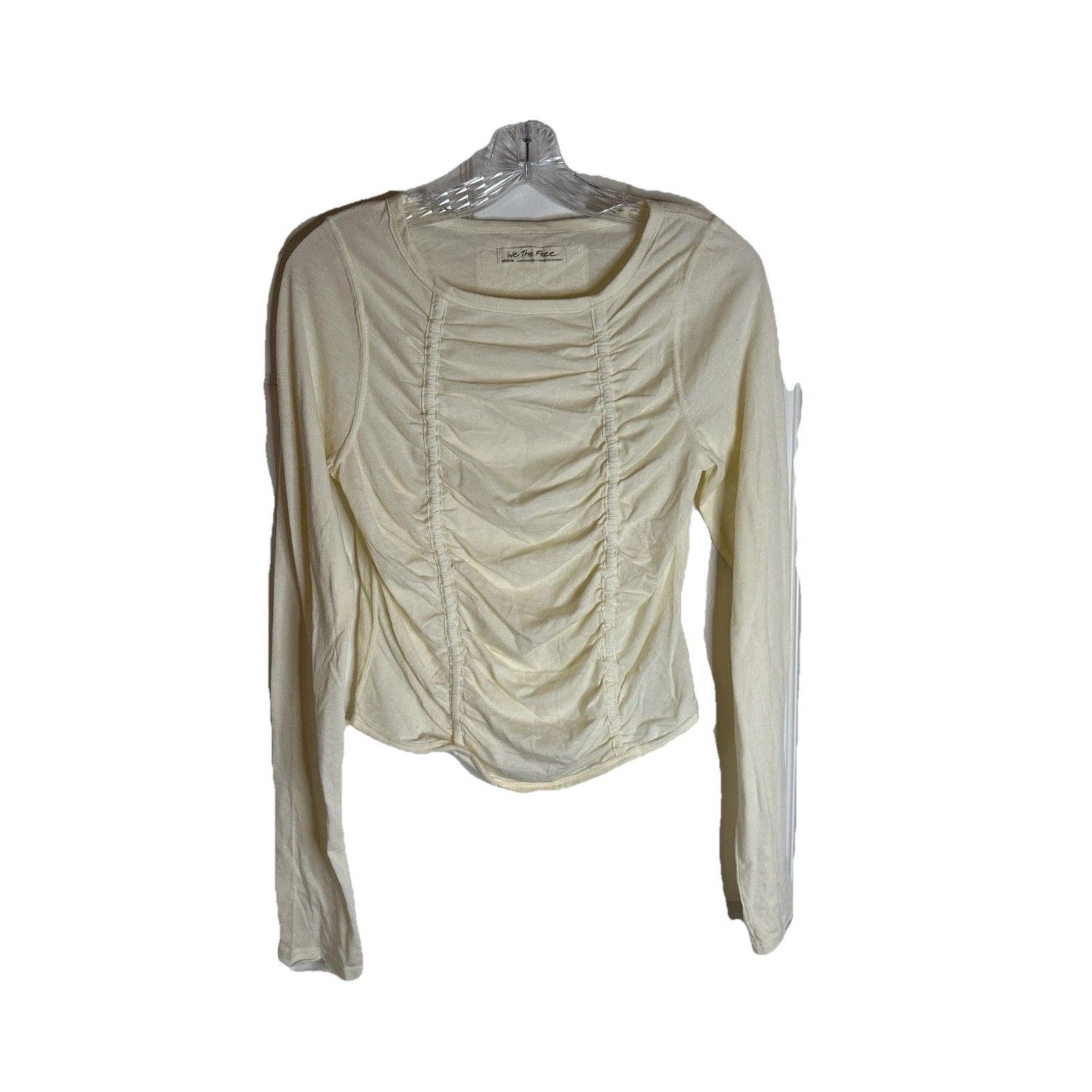 Nwot We The Free Beige Ruched Crop Shirt Large